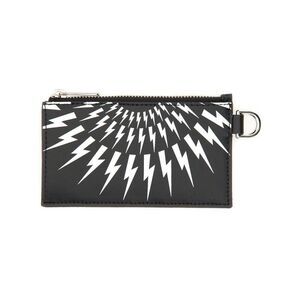 NEIL BARRETT Thunderbolt Print Leather Cardholder Men BLACK Leather Goods